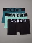 Calvin Klein Logo Trunks, Pack of 3, Black, Tickled Green