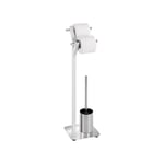 Avilia Lampadaire à Arbre Porte-Rouleau et Porte-Brosse en Acier Inoxydable, utile pour Papier Toilette et Brosse WC Design Pratique et Stable, Blanc, 20 x 73,5 x 20 cm