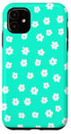 iPhone 11 Turquoise White Ditsy Flowers Floral Pattern Case