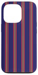 Coque pour iPhone 13 Pro Bleu Marine Jaune Rouge Rayé Girly Esthétique Preppy Stripe