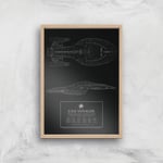 Star Trek Starfleet U.S.S. Voyager Giclee Art Print - A3 - Wooden Frame