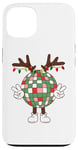 iPhone 13 Christmas disco ball with antlers, peace sign, reindeer Case