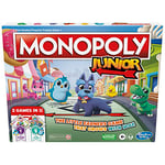 Monopoly Junior Board Game, 2-Sided Gameboard, 2 Games in 1, Monopoly Game for Younger Children; Kids Games, Junior Games