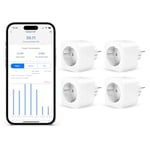 Refoss Prise Connectée WiFi, Prise Programmable avec Apple HomeKit, Intelligente Prise Telecommande avec Mesure de Consommation Électrique, Minuteur Prise avec Alexa et Google Home, Type F, 4 Pièces