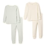 Amazon Essentials x Sofia Grainge Pyjama en Coton, Coupe ajustée Mixte Bébé, Lot de 2, Ivoire/Vert pâle, 24 Mois