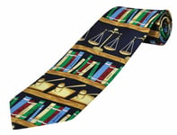 THE TIE STUDIO- Law Books, Scales of Justice & Judge's Gavel men's Novelty Tie