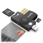 NÖRDIC 4 i 1 kortleser Smartkort SIM-kort SD og TF/MicroSD USB-A UHS-I