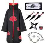 Naruto Akatsuki Cloak Anime Cosplay Kostym Kit Itachi Robe Halloween Cosplay Long Cape 8 delar et  8 Pieces et S 8 Pieces Set