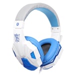 Casque de jeu Filaire Gamer Casque stéréo Son sur l'oreille Casque avec micro lumière LED pour PS4 XBOX PC Ordinateur portable Blanc Bleu