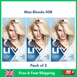 3 x Schwarzkopf Live Permanent Hair Dye MAX BLONDE 00B - Women Hair Colour