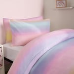 OHS Parure de lit double arc-en-ciel, housse de couette double pour filles et garçons, parure de lit de Noël avec housse de couette et taies d'oreiller, ultra douce, chaude et confortable, multicolore