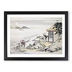 Full Moon At The Harvest By Kitagawa Utamaro Asian Japanese Framed Wall Art Print, Ready to Hang Picture for Living Room Bedroom Home Office Décor, Black A4 (34 x 25 cm)