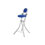 Ribelli Chaise Assis Debout Pliable Chaise de Repassage Réglable en Hauteur Bleu