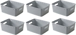 Curver My Style Storage Basket Handle Plastic Small 232281 Grey 4 Ltr Set 6