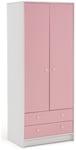 Argos Home Kids Malibu 2 Door Drawer Wardrobe-Pink & White Pink