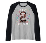 It's My 2nd Birthday Football 2 Year Old Boy Girl Raglan Baseball Tee