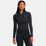 Haut ¼ zip court et sans coutures Under Armour Vanish pour femme Noir / Blanc M