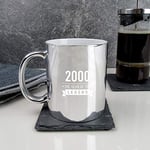 eBuyGB Twenty-First Gift for Dad Engraved Metallic Shiny Silver Coffee Mug-2000 Year of The Legend Design-21st Birthday, Men-350ml Tea Cup, Ceramic