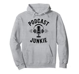 Podcast Junkie Mic Headphones Retro Podcast Lover Pullover Hoodie