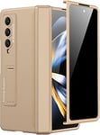 Miimall Compatible avec Coque Samsung Galaxy Z Fold 4, [Protection Écran de Vie Privée] [Béquille] Coque en PC Rigide avec Protection à Charnière pour Galaxy Z Fold 4 (Champagne Or)