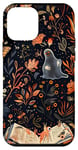 Coque pour iPhone 12 mini Noir Abstrait Tropical Vintage Boho Floral Bookworm Design