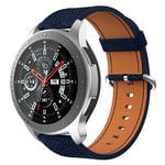 Samsung Gear S3 Classic / S3 Frontier / Galaxy Watch 46mm klockarmband i äkta läder - Mörkblå