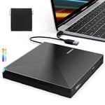 ORIGBELIE Graveur DVD Externe USB 3.0 Type-C, Plug and Play CD/DVD +/-RW Drive, Mince Lecteur CD DVD Externe pour PC Portable de Bureau iMac MacBook Pro/Air Windows 11/10/8/7/XP Linux Mac OS