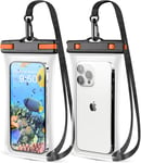 Pochette Étanche Smartphone [Lot De 2], Sac Étanche Ipx8 Pour Téléphone [Ca E 3d Sans Soudure] Coque Waterproof Pour Iphone 15 Pro 14 13 Galaxy S24 S23 Ultra, Jusqu'à 6.9