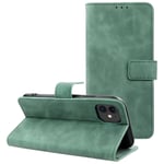 Etui Type Portefeuille Iphone 11 Vert Aspect Nubuck