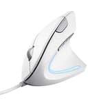 Trust Verto Souris Verticale Ergonomique, Souris Filaire, Prévention Syndrome de la Souris et Epicondylite, 1000/1600 DPI, 6 Boutons, LED, pour Droitier, PC, Ordinateur, Portable, Mac - Blanc