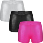 INIOR 3-pack flickshorts för flickor, gymnastik, balett, metallic spandex, 6-9 år