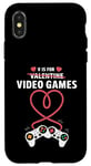 Coque pour iPhone X/XS V is For Video Games Gamers Couples Saint Valentin