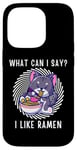 Coque pour iPhone 14 Pro Mignon chat kawaii chaton What Can i Say I Like Ramen Nouilles