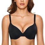 DOBREVA Femme Soutien Gorge Invisible Push Up Rembourré avec Armature Noir 105C