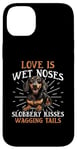 Coque pour iPhone 14 Plus Teckel blaireau wiener saucisse chien Love is wet nezes