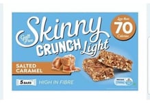 10 X Boxes of 5 Skinny Crunch Light Salted Caramel Snack Bars 50 Vegetarian 9/24