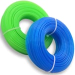 Universel Fil pour débroussailleuse 1,6 mm x 100 m Bobine Fil Nylon pour débroussailleuse, Lot de 2 Rouleaux, Vert + Bleu - Shining House