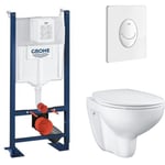 Grohe - Pack wc suspendu sans bride Bau Cerami avec bâti support Rapid sl Project et plaque de commande Start blanc