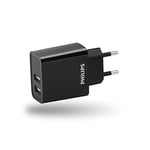 Philips DLP2610/12 - Chargeur Mural Dual USB - Noir