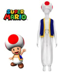 Vuxna Super Mario Bros 2 Toad Cosplay Party Kostym Toppar+byxor+hatt Outfitset Presenter