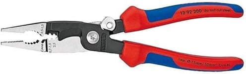 Knipex Pliers for Electrical Installation black atramentized, with multi-component grips 200 mm (self-service card/blister) 13 92 200 SB