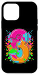 Coque pour iPhone 12 mini T-shirt 3ème anniversaire pour filles et garçons. Éclaboussures de peinture de 3 ans