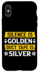 Coque pour iPhone X/XS Le ruban adhésif Silence Is Golden est argenté