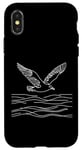 Coque pour iPhone X/XS Line Art Oiseau et ornithologue Goéland argenté