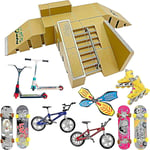 STASHABLES Finger Skateboard Ramp Set  Finger Skatepark Kit 16 delar  Skate Park Kit inklusive Skateboards, ramper, Scooters, Skates, Cyklar och Caster