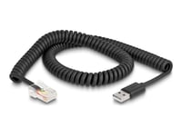 Delock - Streckkodscannersladd - Rj-50 (Hane) Till Usb (Hane) - 2 M - Spiralsladd - Svart