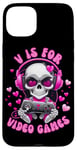 Coque pour iPhone 15 Plus V est pour les jeux vidéo Skull Headphones