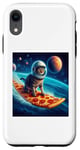 Coque pour iPhone XR Chat surfant sur planche de surf pizza, chat portant un casque de surf