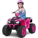 Costway - 24V Quad Électrique Enfant avec Musique & Lumières led, Voiture Électrique avec 4 Roues Antidérapantes & Pédale, Démarrage Lent, Vitesse