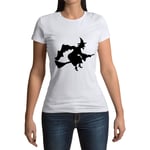 T-Shirt Femme Col Rond Halloween Sorciere Balai Nez Crochu Magique